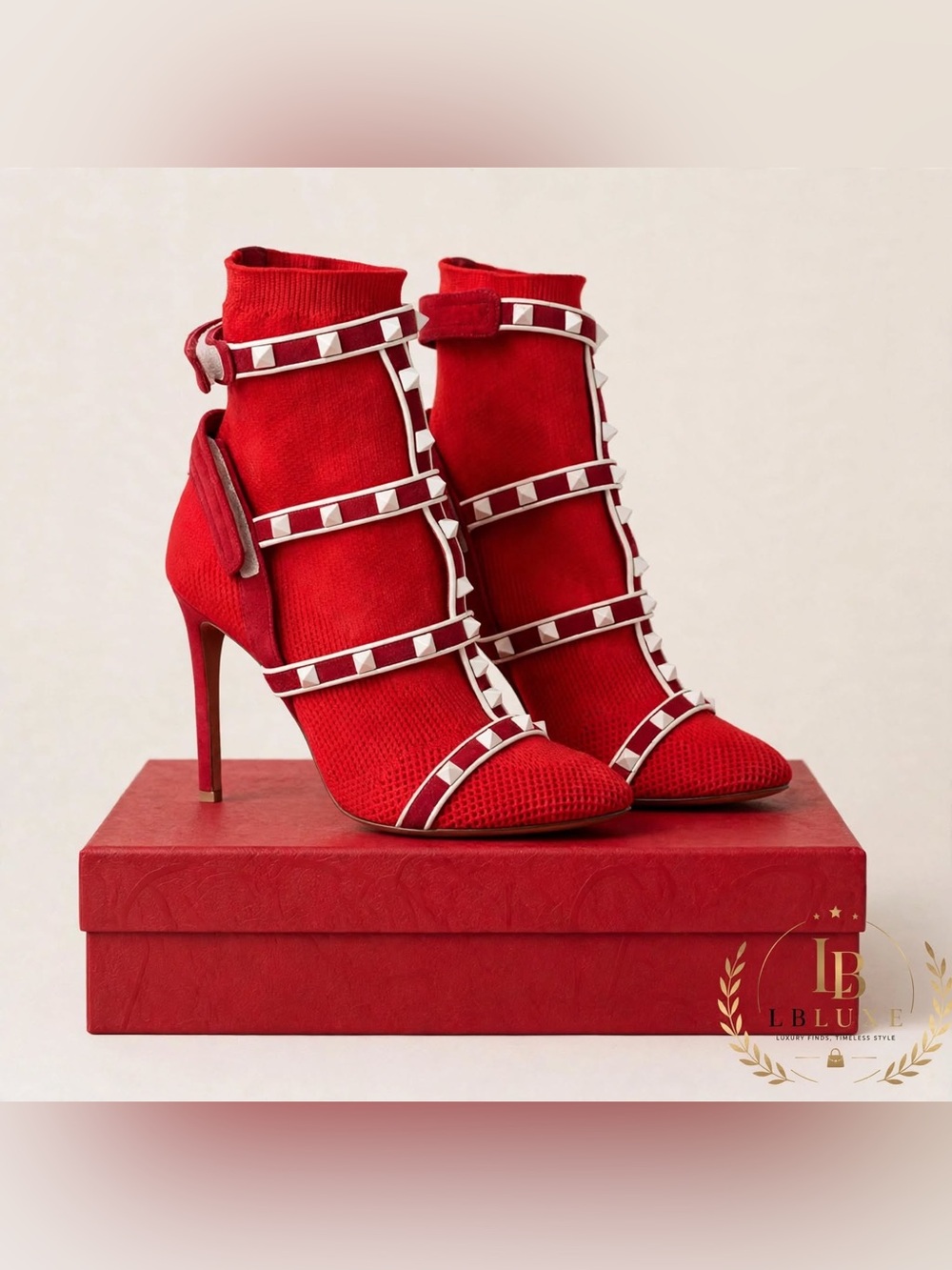 ✨ Valentino Rockstud Ankle Sock Booties — Red — Size 36 ✨